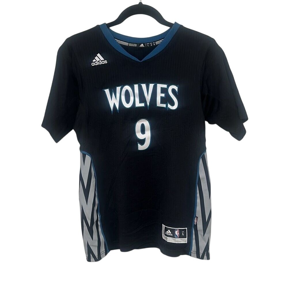Adidas Mens Black Ricky Rubio Minnesota Timberwolves Short Sleeve Jersey Small
